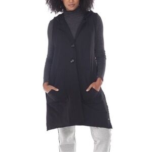 Neon Buddha hooded long black vest